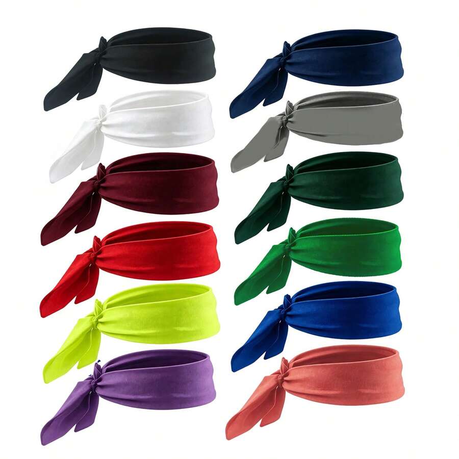 2pcs Random Color Unisex Outdoor Sports Cycling Tie Back Headband For Men, Solid Color Hairbands Adjustable Elastic Tie Headband Hair Accessory - Multicolor - View 1
