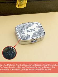 Portable Mini Pill Case, Single-Piece 2d Flat-Printed Dual-Compartment, Vintage Floral And Botanical Pattern Print, Sealed And Moisture-Proof, Capsule And Vitamin Organizer, Pocket-Sized Travel Medicine Storage Box, 2D Flat,Only Includes The Box - Multicolor - View 4