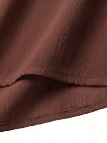 Women's V-Neck Ruffle Chiffon Blouse Brown Semi-Sheer Bell Sleeve Top - Brown - View 11
