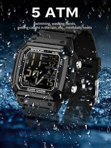 SANDA 6380 Men's Digital Sports Watch, Rubber & Steel Strap, Multifunction Outdoor Alarm Chrono Waterproof LED Dual Time Wristwatch - One Size Fits All - View 6