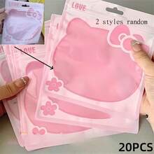 20 PCS Sanrio Mini Storage Bags - Reusable, Dustproof And Transparent, Unique Zipper Lock | Cute Cartoon Design, Pink Bow And Flower Decoration | Suitable For Jewelry, Travel And Giving Gifts (Random Pattern) - View 6