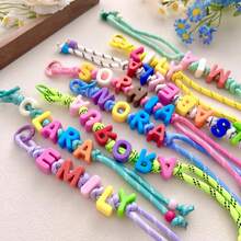 Personalized Name Letter Keychain, Minimalist Rope Woven Bag Charm, Colorful Handbag Pendant, Customized Name Beaded Letter Bag Chain Gift - Multicolor - View 8