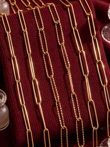 2m Stainless Steel 18K Gold-Plated Paperclip Chain Cross Chain Necklace And Bracelet DIY Jewelry Making Supplies - Chain - View 5