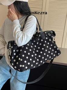 New Fashion Travel Bag Solid Color Minimalist Popular Design Polka Dot Matte Elegant Suitable For Short Trips Fitness With Independent Shoe Compartment Large Capacity Versatile Exquisite Bag - Black - View 6