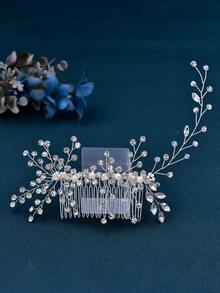1pc Elegant Rhinestone Decorative Comb For Wedding Party Hairstyles Bridal Bridesmaids Dress Up - Silver - View 3