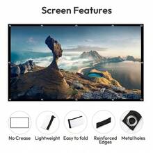 Projection Screen 60/72/84/100/120/150 Inch, 16:9 Ratio, Foldable Portable, Anti-Crease, Indoor And Outdoor Use, Double-Sided Projection Screen, Suitable For Home, Party, Office, Classroom And Other Places, Back To School Essential - View 5