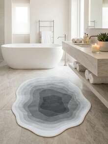 1PC Light Gray & Dark Gray Multi-Layer Wave Pattern Modern Minimalist Art Rug, Premium Cool Tone Style Faux Cashmere Asymmetrical Wave Asymmetrical Concentric Gradient Gray & White Ripple With Fine Edge Detail Machine Washable Area Rug, Suitable For Living Room Bedroom Balcony, All Season Home Decor - Multicolor - View 7