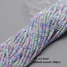 2strands Around 200pcs 3.5x3mm Glass Beads For Necklace Bracelets Making - Water Dye MKL - View 10