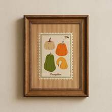 1pc Frameless Pumpkin Stamp Cozy Fall Kitchen Wall Art Canvas Vintage Quirky Poster For Bedroom Dorm Back To School Gift - Frameless - View 2