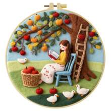 Needle Felting Kit For Beginners. 2D Flat Printing. Gentle Woman. For New & Skilled Crafters. DIY Wool Painting Set. Includes Foam Mat, Felt, Hoop & Guide. Handmade Home Decor Ornament. 20x20cm/7.87x7.87in. - 20x20cm/7.87x7.87in - View 17