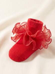 1/3/6 Pairs Toddler Girls Princess Style Multi-Layer Tulle Ruffle Lace Socks - Essential For Girls, Suitable For Halloween And Autumn Outfits - Multicolor - View 3