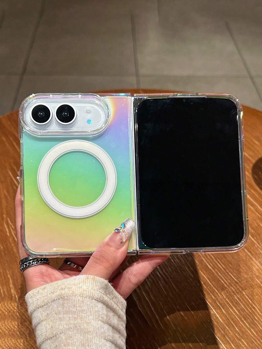 Casing Ponsel Transparan Mewah dengan Lapisan Warna, Magnetik, Pengisian Daya Nirkabel, Kompatibel dengan iPhone 18 Duo Fold, Penutup PC Transparan
