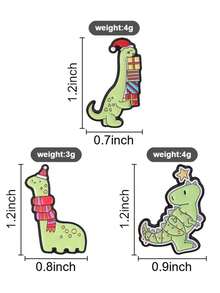 1 Pc Cute Assorted Christmas Dinosaur Enamel Brooch, Fun Metal Enamel Badge, Creative Backpack Decor Pin, Holiday Gift For Friends - Multicolor - View 10