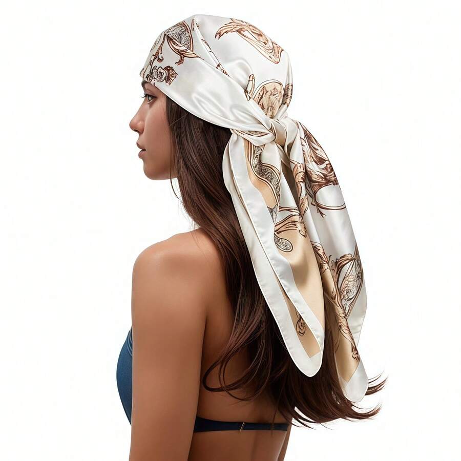 SANDA Head Scarf For Women Like Silk Scarf Hair Scarf Printed Square Scarf Bandanas For Women 35 Inches - Multicolor - View 1