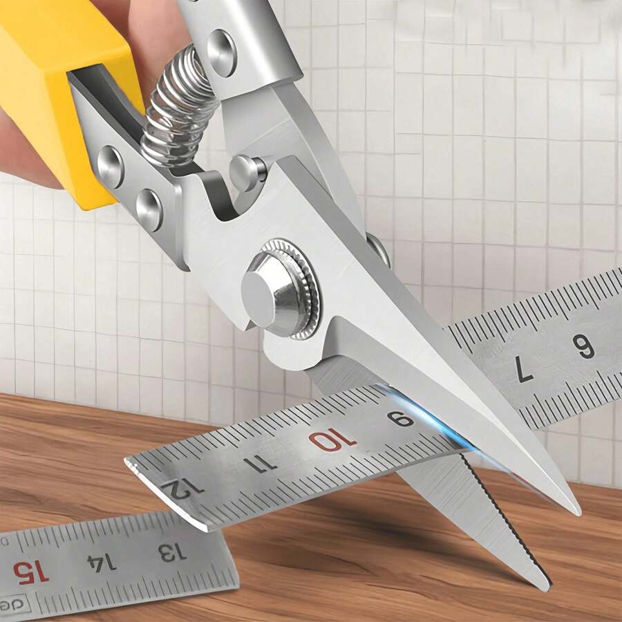 Heavy Duty Multi-Function Metal Shears, Spring Assisted Metal Sheet Cutting Pliers, Non-Slip Handle Industrial Scissors, Can Cut Metal Sheets, Copper Wire, Electrical Wire, PVC Pipe, Carpet, DIY Hand Crafting Cutting Tool - Multiple Styles - View 1