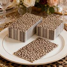 10pcs Long Leopard Print Theme Party Napkins, Fashionable Pattern, Suitable For Table Decor, Ideal Choice For Birthday, Wedding And Various Celebration Occasions, Christmas, New Year And Valentine's Day Party Events - View 5