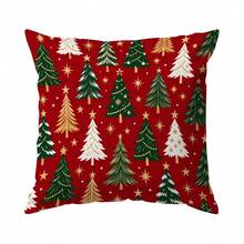 4pcs/1pc Christmas Tree Pattern Pillow Case Without Insert, Single-Sided Printed Pillow Case, Suitable For Living Room, Bedroom, Home Decor, All-Season Pillow Case - Multicolor - View 16