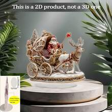 1 Buah Figur Santa Claus Kereta Luncur Rusa Akrilik Gaya Bohemian, Hiasan Bertema Natal - MultiWarna - View 4