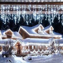 Battery Box Curtain Icicle Lights Christmas Lights Outdoor Eaves Decor String Lights For Halloween Wedding Party Holiday Decorations Autumn Home Decor - Battery-operated Icicle Lights - View 6