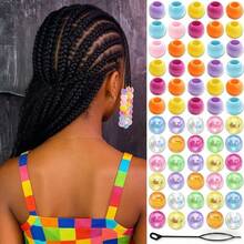60pcs Colorful Braiding Beads, Rainbow Color Hair Bead Accessories, Cute Braids Beads For Girls, 2 Styles Available - Multicolor - View 13