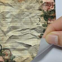 Vintage Rose Old Letter Scrapbook Paper 24 Sheets 6 Inch Aged Yellowed Manuscript Rose Compass Pocket Watch Pattern Junk Journal Collage Photo Album Greeting Card Decoration Background Paper - Square - View 7