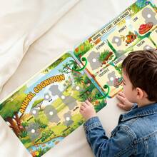 Kids Preschool Quiet Busy Book, Mixed‑Theme Interactive Matching Activity Book, Dinosaur Space Farm Animal Fruit Cognitive Educational Toy For Toddlers - Multicolor - View 3