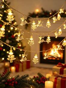 1 dây đèn LED trang trí Giáng sinh hình tuần và cây thông Noel dài 1.5/3m, dùng pin, đèn cửa sổ, đèn dây fairy light, phù hợp trang trí trong nhà, treo tường, để bàn và tiệc tùng, decor Giáng sinh và lễ mùa đông - Ánh sáng vàng - Xem 2