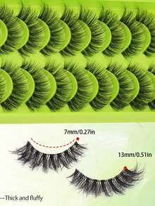 Voluminous Russian Style DD Curl False Eyelashes, Fluffy Synthetic 3D Faux Mink Lashes, Cat Eye Style, Exquisite 8D Full Row Thick Lashes, Lifting Eye Shape Effect, Full & Dense Design, Extended & Thickened Outer Corner, Makeup Lashes, Natural Look, Faux Mink Texture, Realistic Short-Term Lash Extension Effect - Multicolor - View 5