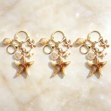1 Set 3pcs Unisex Dual-Color Acrylic Seashell Keychain Cloud Small Conch Starfish Pendant Summer Beach Series Gift For Friends Key Chain Charm - Multicolor - View 1