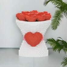 1 Set Rose Bouquet Building Blocks Toy, Small Particle Assembly Blocks, 3D Toy, Valentine's Day Gift For Friends And Family - Multicolor - View 5