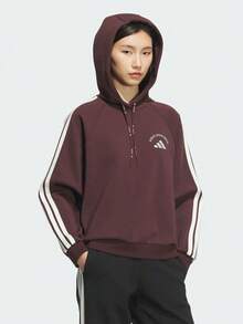 Adidas Women's MS HOODY Knit Sweatshirt Sweatshirt KC0033 - Red - View 4