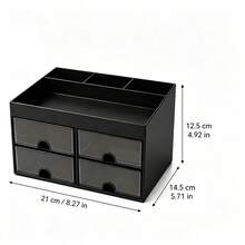 1pc Multi‑Functional Desktop Storage Organizer, 4 Drawers & Top Divided Compartments, Desktop Cosmetic Stationery Storage Box For Home Office Dormitory - Multicolor - View 2