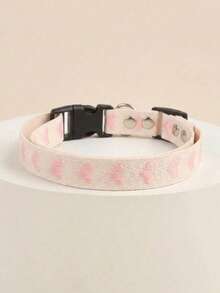 Lightweight Soft Pet Collar, Pink Heart Jacquard Design, Cat And Dog Supplies, Suitable For Small Cats And Dogs For Indoor Or Outdoor Use (Not Suitable For Large Dogs) - Pink - View 2