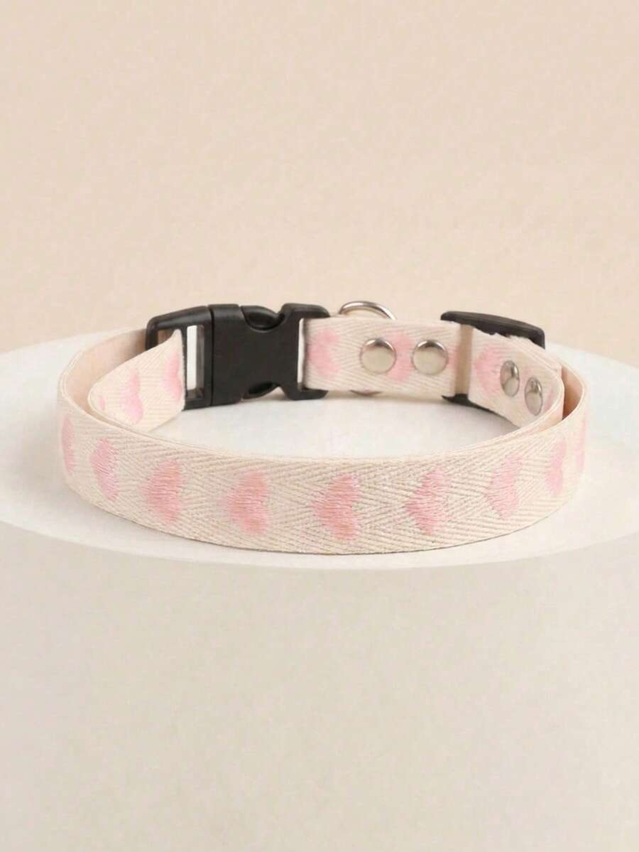 Lightweight Soft Pet Collar, Pink Heart Jacquard Design, Cat And Dog Supplies, Suitable For Small Cats And Dogs For Indoor Or Outdoor Use (Not Suitable For Large Dogs)