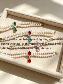 1pc Pearl Pet Collar With Shiny Teardrop Crystal Pendant, Adjustable Design, Lightweight And Comfortable, Perfect For Cats Or Puppies, Suitable For Photos, Parties, Christmas And Gifts - Multicolor - View 11