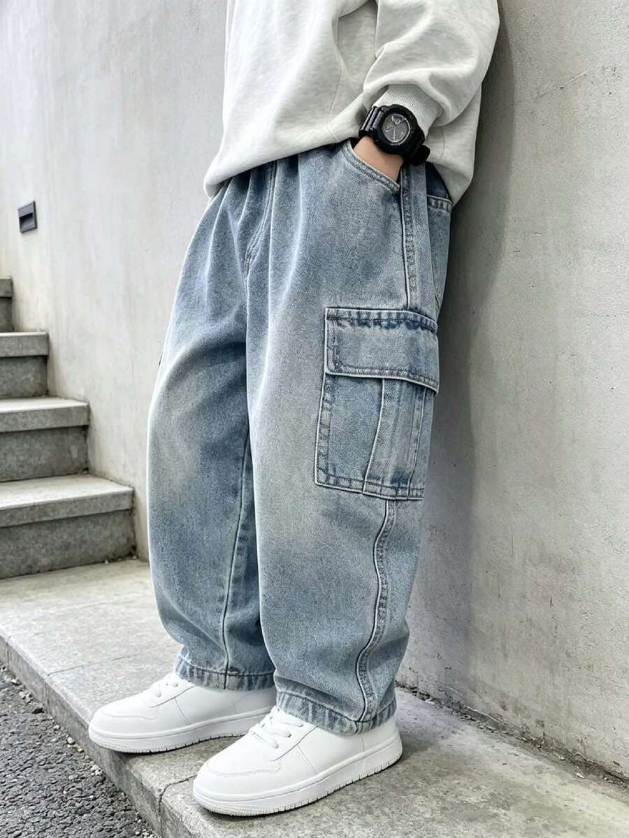 Toddler Boy Spring Workwear Denim Jeans Summer Fashion New Style - Blue - View 1
