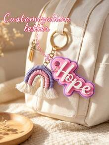 Personalized Name Keychain Bag Charm, Custom Name Tassel Charm, Cute Purse Zipper Pull, Backpack Charm, Gift For Her - Multicolor - View 1
