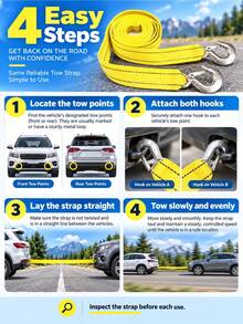 1pc 150 Inch Durable Nylon Tow Rope - Heavy Duty Towing Rope For Emergency Vehicles And Off-Road Use - A - View 7