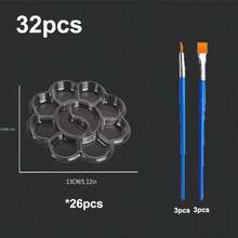 56pcs Mini Flower-Shaped Plastic Palette And Nylon Paintbrush Set, Suitable For Acrylic Paint, Oil Paint And Watercolor Paint, Ideal For Outdoor Painting, Model Making And Christmas And New Year DIY Palette Craft Projects - Sets - View 12