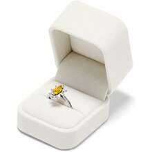 White Velvet Ring Storage Case, Elegant Compact Box, Designed For Ring Display During Engagement‑Related Event Arrangements. - White - View 2
