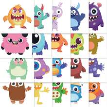 FTVLTAT 20pcs Cute Cartoon Monster Temporary Tattoo Stickers - Designed For Adults, Creative Monster Body Art Stickers, Waterproof Fake Tattoos, Suitable For Arms, Face And Hands; Perfect Gift For Music Festivals And Theme Parties, Essential Item For Summer Beach Vacations - Multicolor - View 2