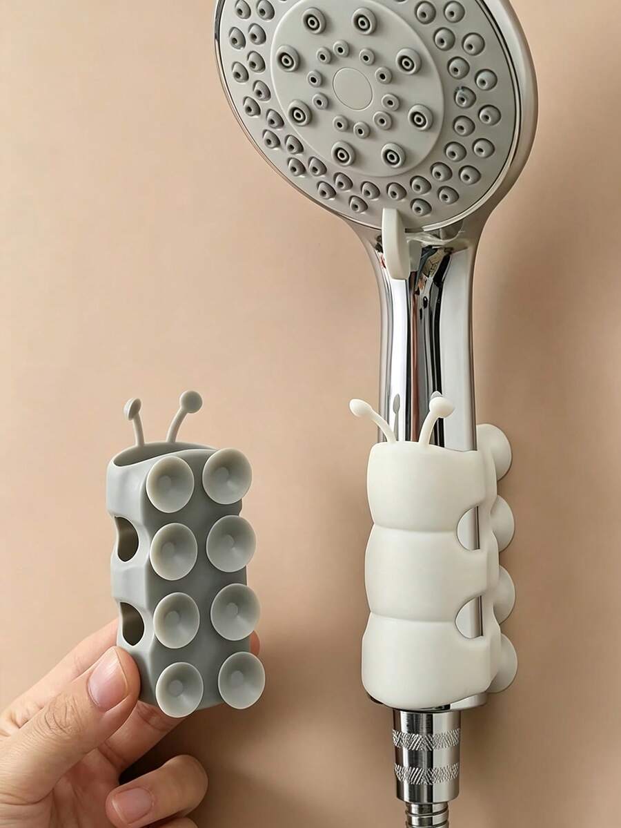 4pcs Caterpillar Shower Head Holder Suction Cup, Caterpillar Shower Head Suction Cup, Shower Head Base Bracket, Universal, No Drilling, Movable, Fixed Base Shower Accessories