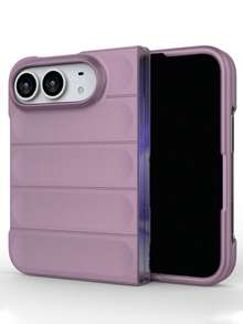 豪華純色手機殼，相容 iPhone 18 Fold Ultra，極簡時尚防震保護殼，含頂部、前面板、底部與背面保護殼 - 紫 - 查看 2