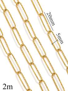 2m Stainless Steel 18K Gold-Plated Paperclip Chain Cross Chain Necklace And Bracelet DIY Jewelry Making Supplies - Chain - View 12