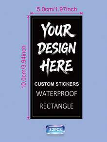 1/32/72/104pcs Custom Printed Rectangle Labels For Bottle, Personalized Waterproof Rectangular Stickers, Customized Printed Rectangle Label For Candles, Jars, Packaging Seals, Product Labels, Rectangle Sticker For Business Logo - Multicolor - View 118
