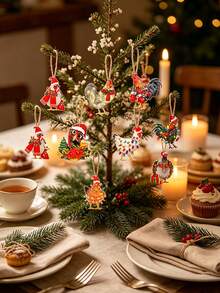 1 Set Chicken-Shaped Christmas Hanging Decorations, Suitable For Decorating Christmas Trees, Porches And Railings, Creating A Festive Party Atmosphere, Adding Creative Flair To Holiday Gifts, Or Enhancing Home Window Displays And Holiday Theme Decor - A - View 8