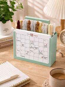 Set Kalender Perencana Kreatif Baru 2027 dengan Tempat Pena dan Kartu (Kalender Oktober 2026 - Desember 2027), Dekorasi Meja Kantor, Organizer Penyimpanan Catatan dan Tanda Tangan Multifungsi, Perlengkapan Kantor untuk Perencanaan dan Manajemen - A - View 11