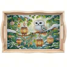 1pc Wooden Frame Tool Wooden Tray Set, Includes Starfish, Shell, Flower, Owl Patterns And Irregular Shapes, Jewelry Tray, Home Desktop Decor Gift Ornament - A - View 5