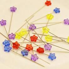 100Pcs Colorful Transparent Creative Five-Pointed Star Shaped Large Head Pins, Handmade Decoration Positioning Pins, Sewing Accessories, Sewing Pins, Used For Bouquets, Gift Decoration, Fabric Pins For Sewing Crafts - Multicolor - View 11
