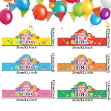 6 Colors Happy Birthday Crown Hat Macaron Paper Party Hat Dreamy Fairy Tale, Baby Shower, Rainbow Theme Party, Family Gathering, Holiday, Christmas Party Atmosphere Photo Booth Props Party Decoration Supplies - View 5